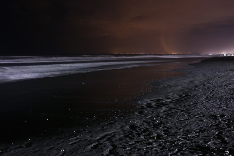 Cervia beach by night on Spring