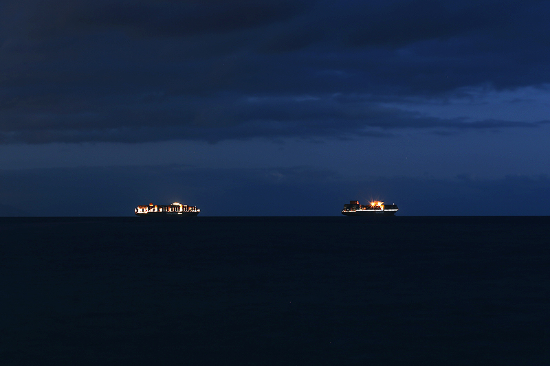 mediterranean sea container ship cargo ships by night