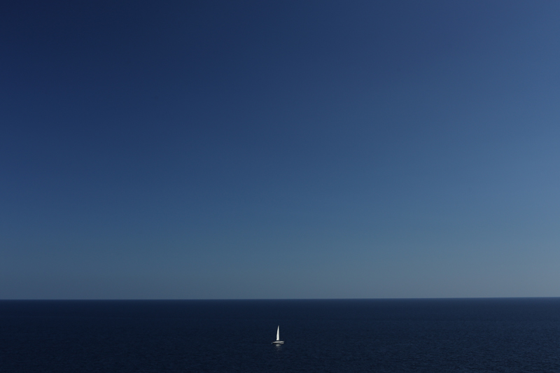 minorque lonely sailboat seascape
