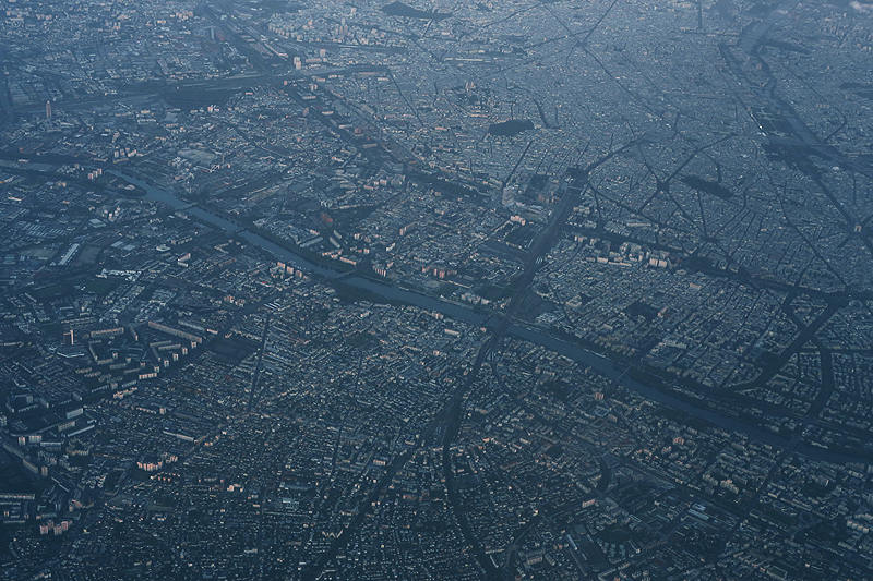 panoramic aerial view of Paris and the Seine