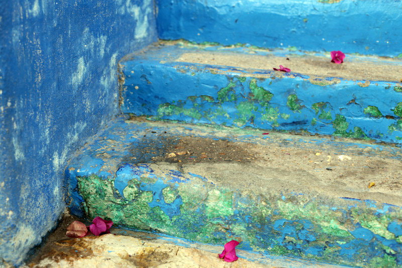 Petites Cyclades, escalier turquoise