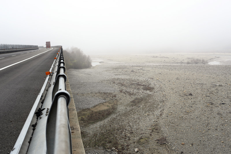 Italian highways and bridges over river