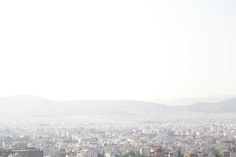 Atene, panorama dal Partenone all'alba