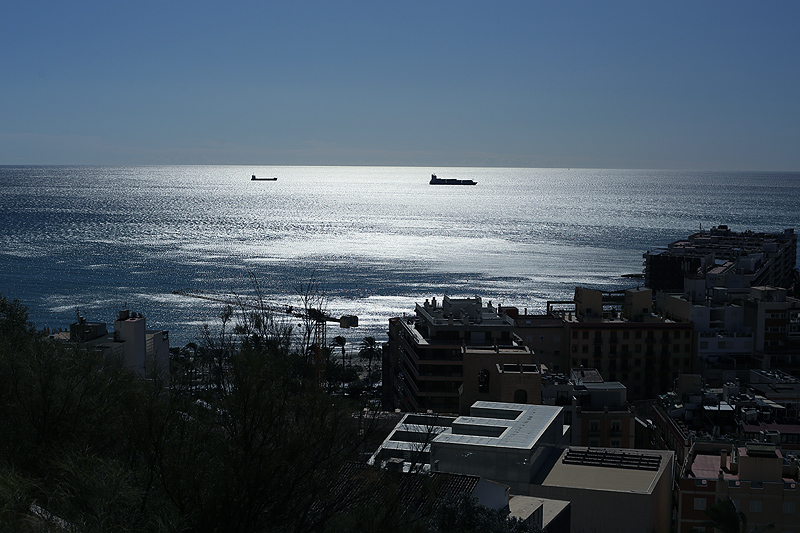 alicante panoramic view of the port and horizon