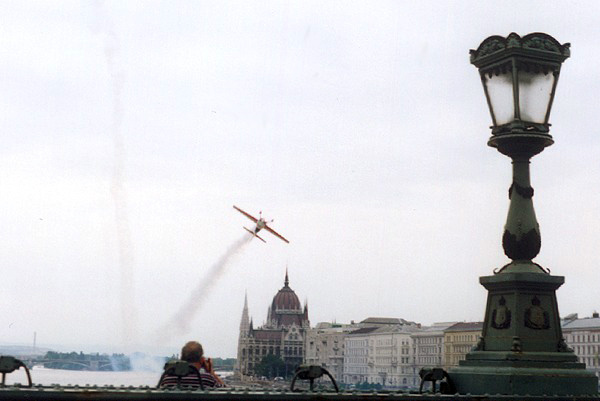 Pilot Zoltan Veres over Danube, Budapest