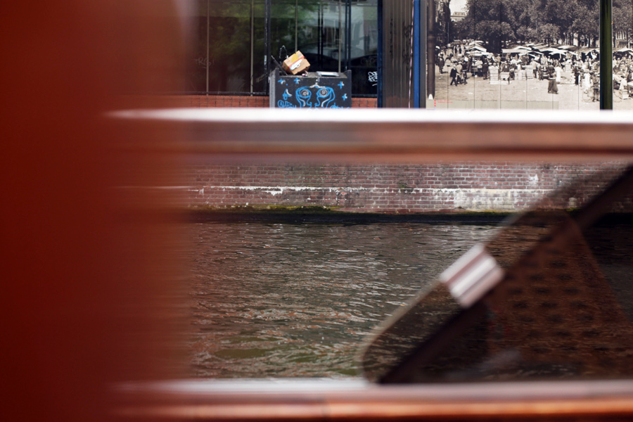 amsterdam canal and market from the boat