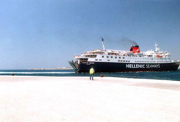 hellenic seaways boat in antiparos, greece