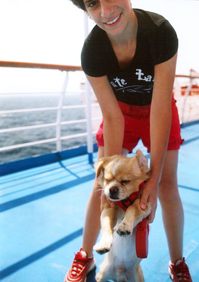 un cane sul traghetto in grecia