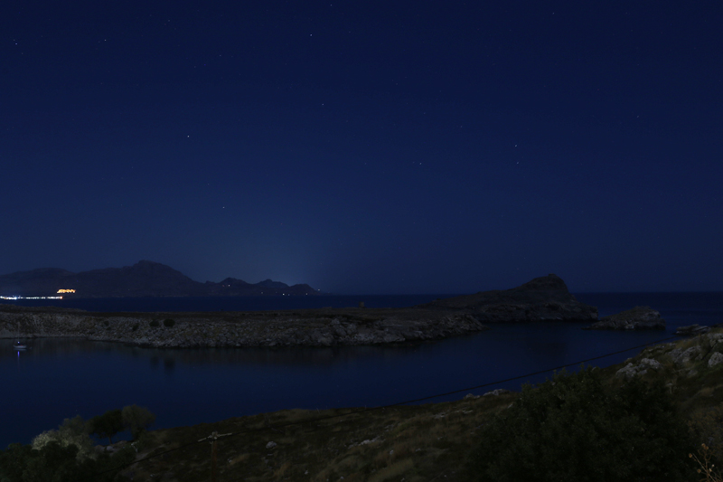 Lindos Rhodes by night Lindos Bay