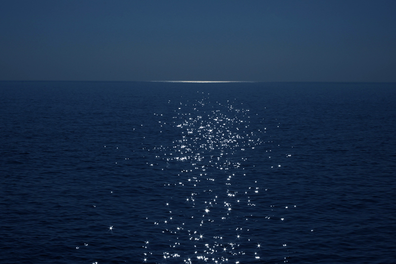moonlight blue sea on italy