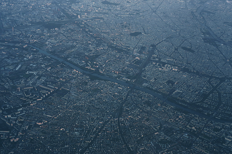 panoramic aerial view of Paris and the Seine