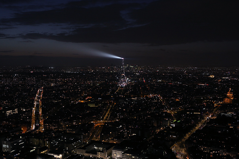 paris by night panoramic view with tour eiffel