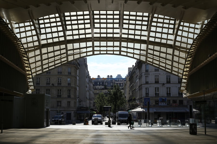paris silence du confinement, lockdown, le quartier les halles desert pendant confinement