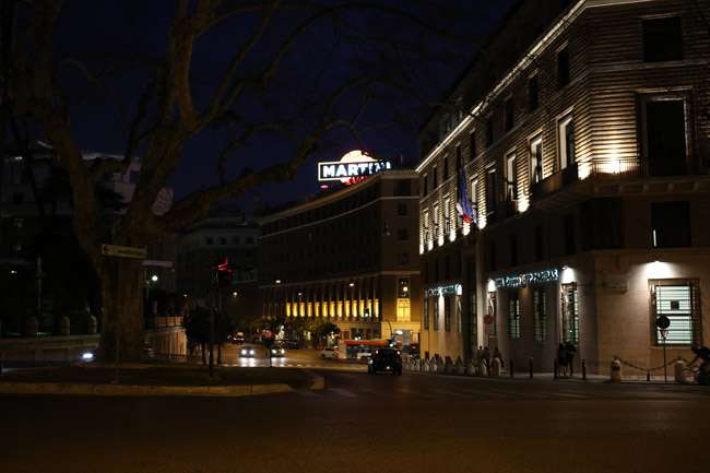 Rome, Via Veneto di notte a primavera